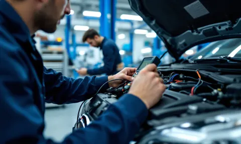 Teknisyenin motor kontrol ünitesi kablo tesisatında ölçüm yapması