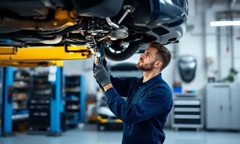 Lift üzerindeki aracın ön takım ve amortisörünün kontrol edilmesi