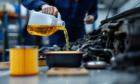 Otomobil motoruna yeni motor yağı doldurulması ve yağ filtresi